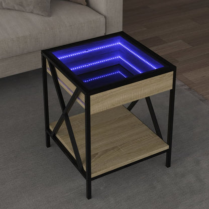 Coffee Table with Infinity LED Sonoma Oak 40x40x49 cm