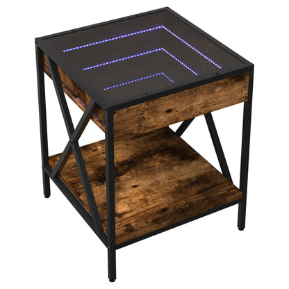 Coffee Table with Infinity LED Smoked Oak 40x40x49 cm