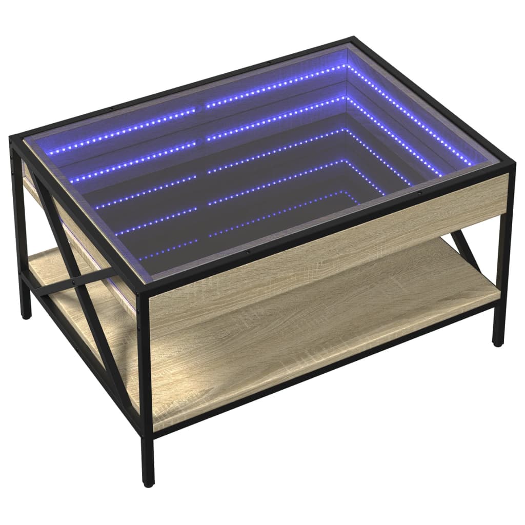 Coffee Table with Infinity LED Sonoma Oak 70x50x38 cm