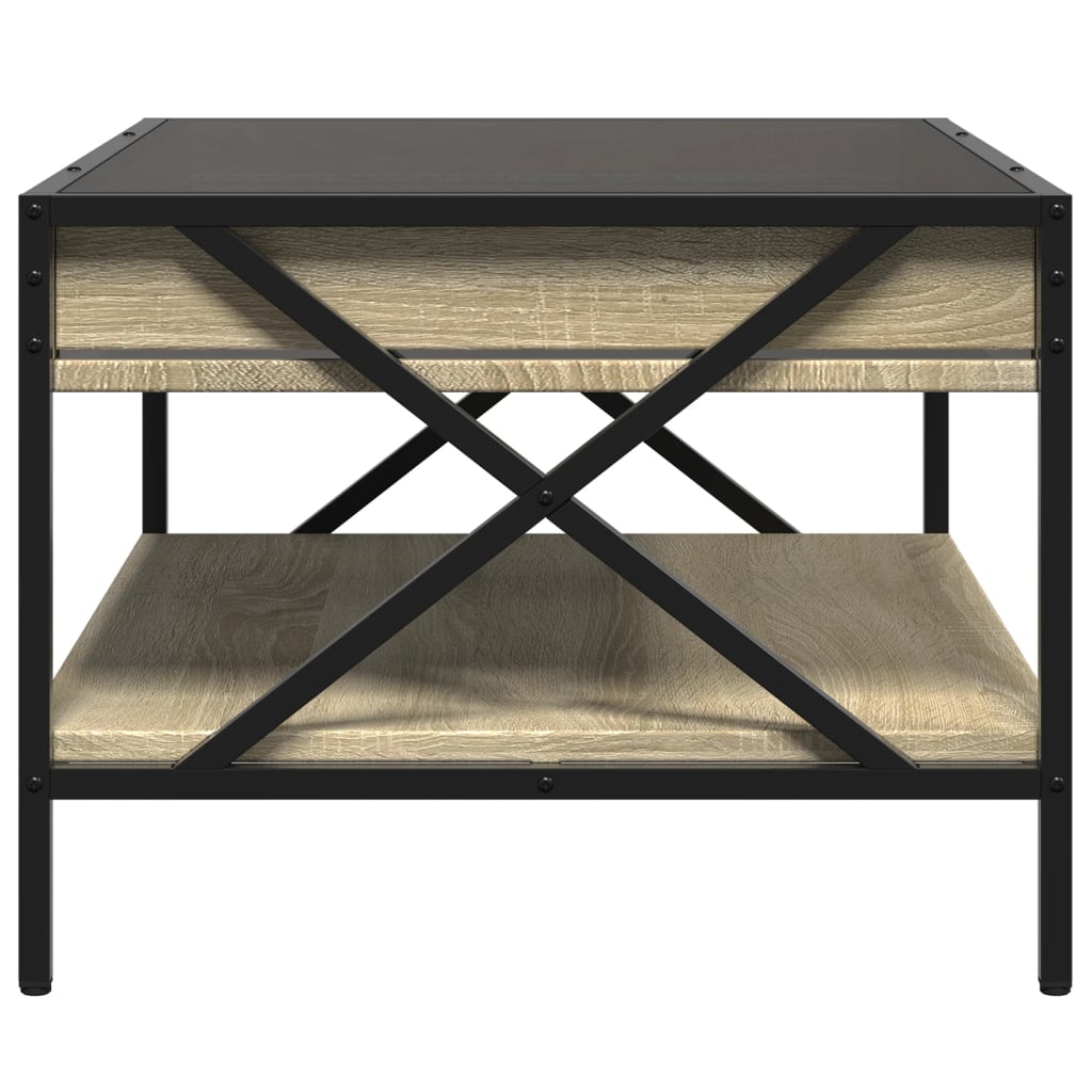 Coffee Table with Infinity LED Sonoma Oak 70x50x38 cm