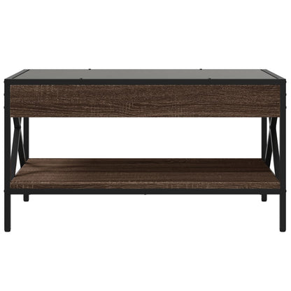 Coffee Table with Infinity LED Brown Oak 70x50x38 cm