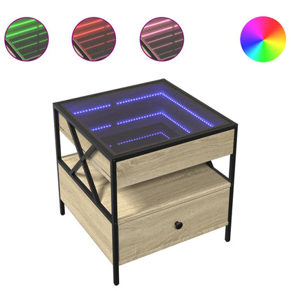 Coffee Table with Infinity LED Sonoma Oak 50x50x51 cm