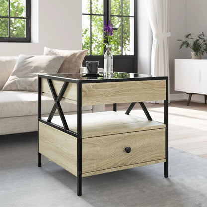 Coffee Table with Infinity LED Sonoma Oak 50x50x51 cm