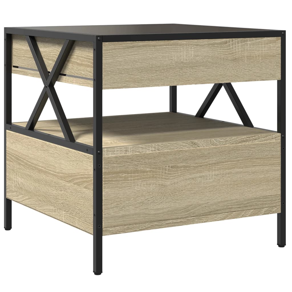 Coffee Table with Infinity LED Sonoma Oak 50x50x51 cm