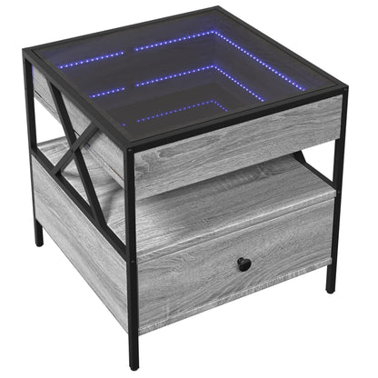 Coffee Table with Infinity LED Grey Sonoma 50x50x51 cm