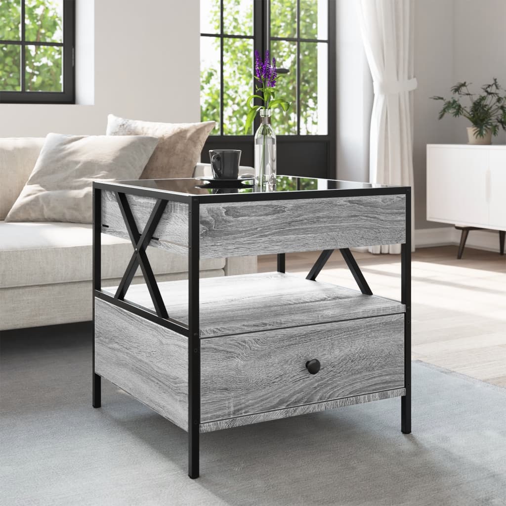 Coffee Table with Infinity LED Grey Sonoma 50x50x51 cm