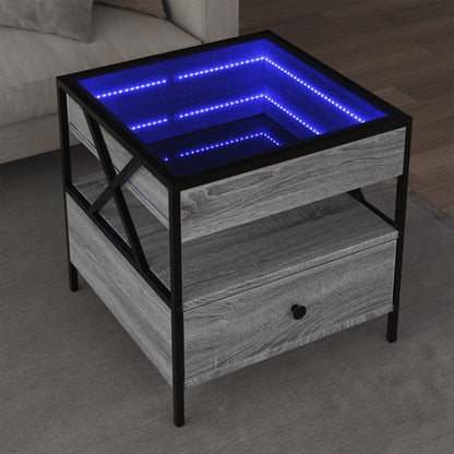 Coffee Table with Infinity LED Grey Sonoma 50x50x51 cm