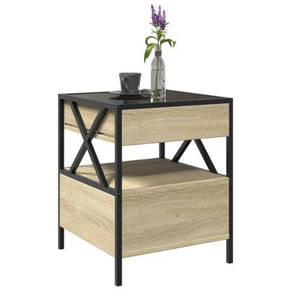 Coffee Table with Infinity LED Sonoma Oak 40x40x51 cm