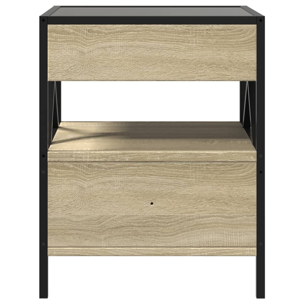 Coffee Table with Infinity LED Sonoma Oak 40x40x51 cm