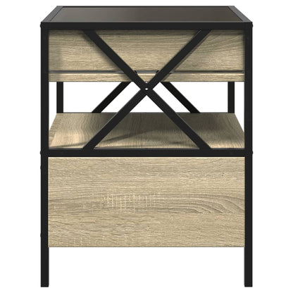 Coffee Table with Infinity LED Sonoma Oak 40x40x51 cm