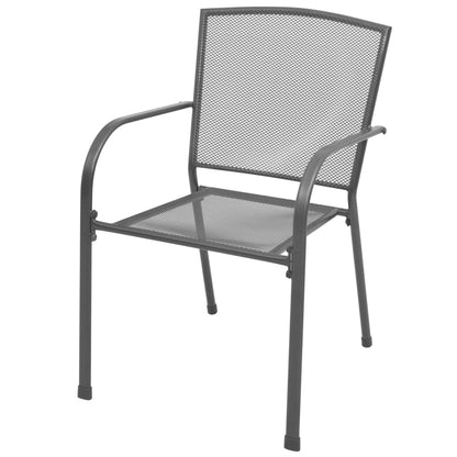 Stackable Garden Chair Set 3 pcs Anthracite Powder-coated Steel