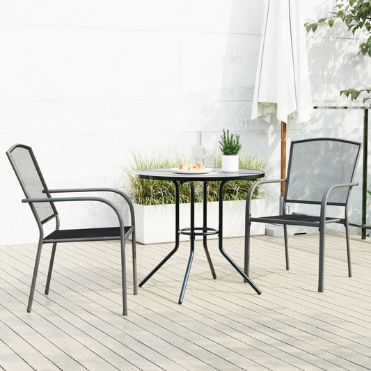 Stackable Garden Chair Set 3 pcs Anthracite Powder-coated Steel