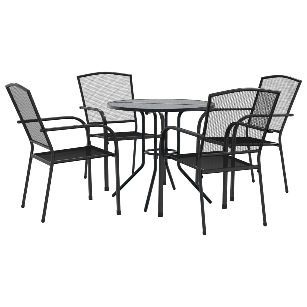 Stackable Garden Chair Set 5 pcs Anthracite Powder-coated Steel