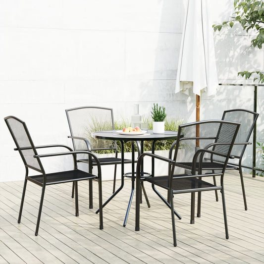 Stackable Garden Chair Set 5 pcs Anthracite Powder-coated Steel