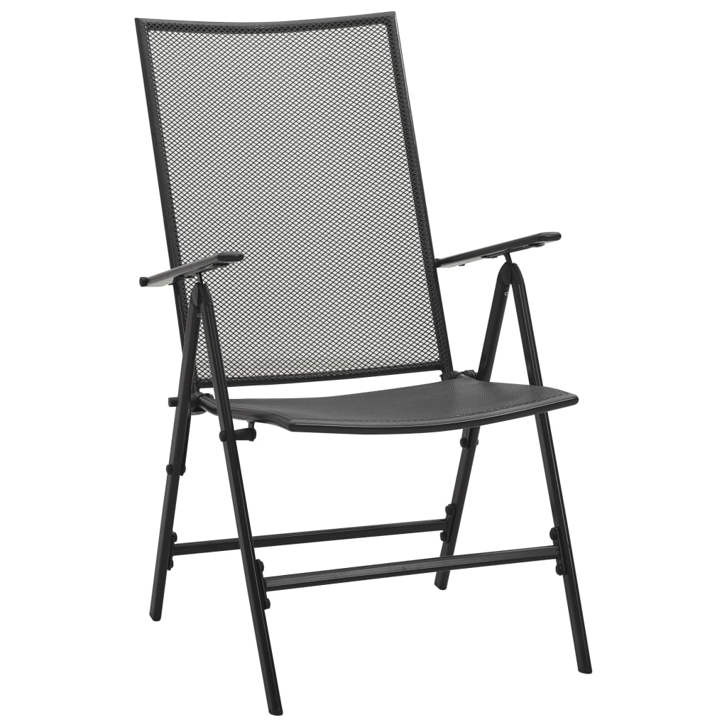 Reclining Garden Chair Set 7 pcs Anthracite Powder-coated Steel