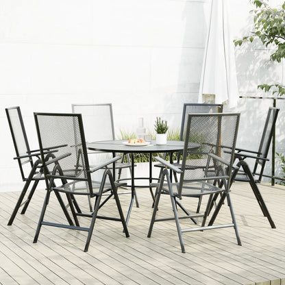 Reclining Garden Chair Set 7 pcs Anthracite Powder-coated Steel