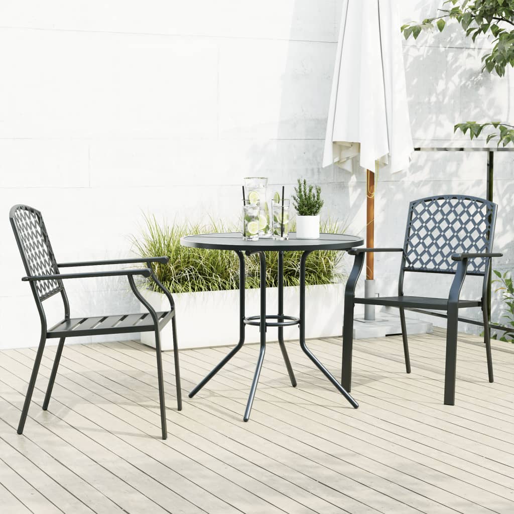 Stackable Garden Chair Set 3 pcs Anthracite Powder-coated Steel