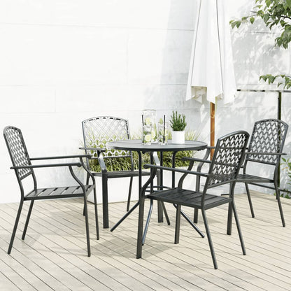 Stackable Garden Chair Set 5 pcs Anthracite Powder-coated Steel