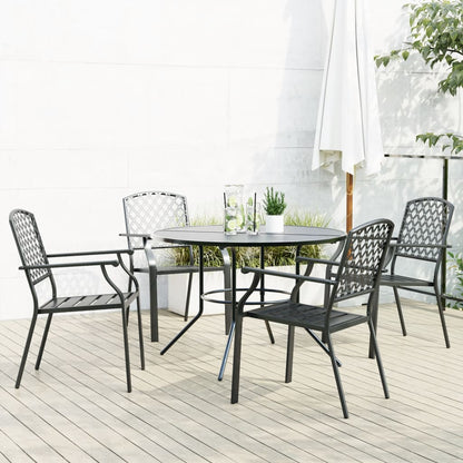 Stackable Garden Chair Set 5 pcs Anthracite Powder-coated Steel