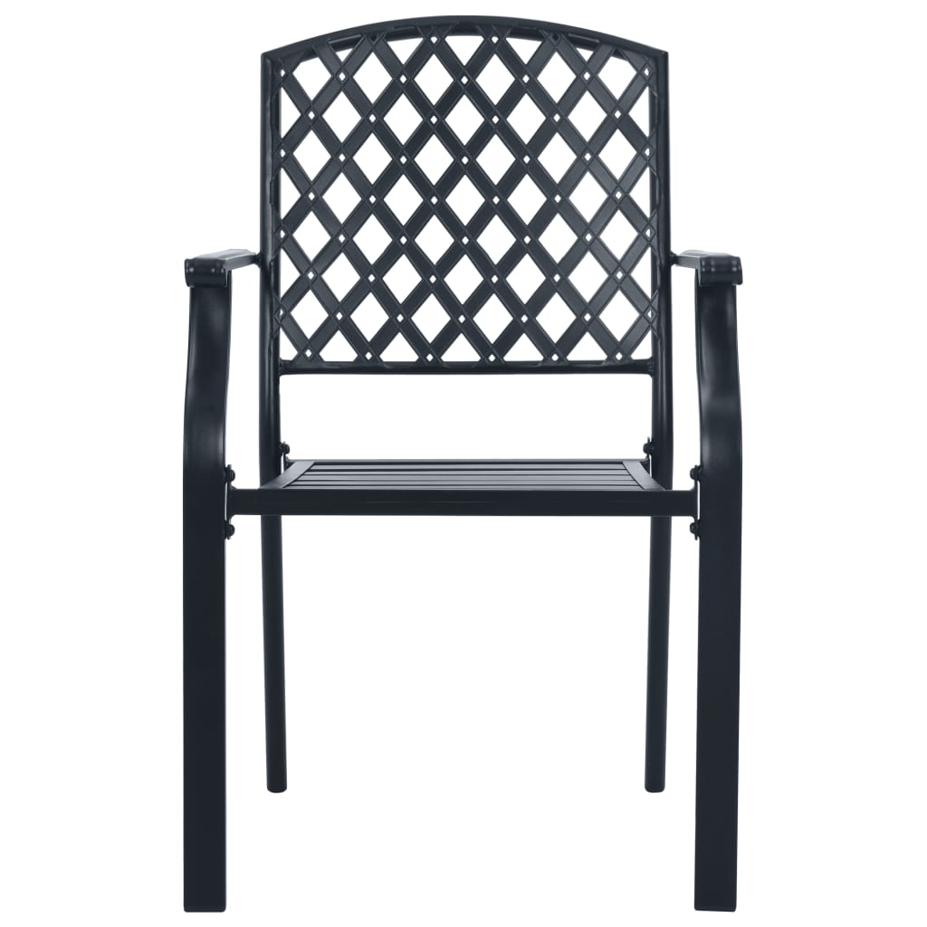 Stackable Garden Chair Set 7 pcs Anthracite Powder-coated Steel