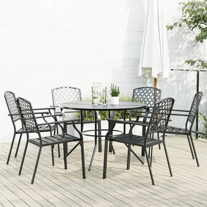 Stackable Garden Chair Set 7 pcs Anthracite Powder-coated Steel