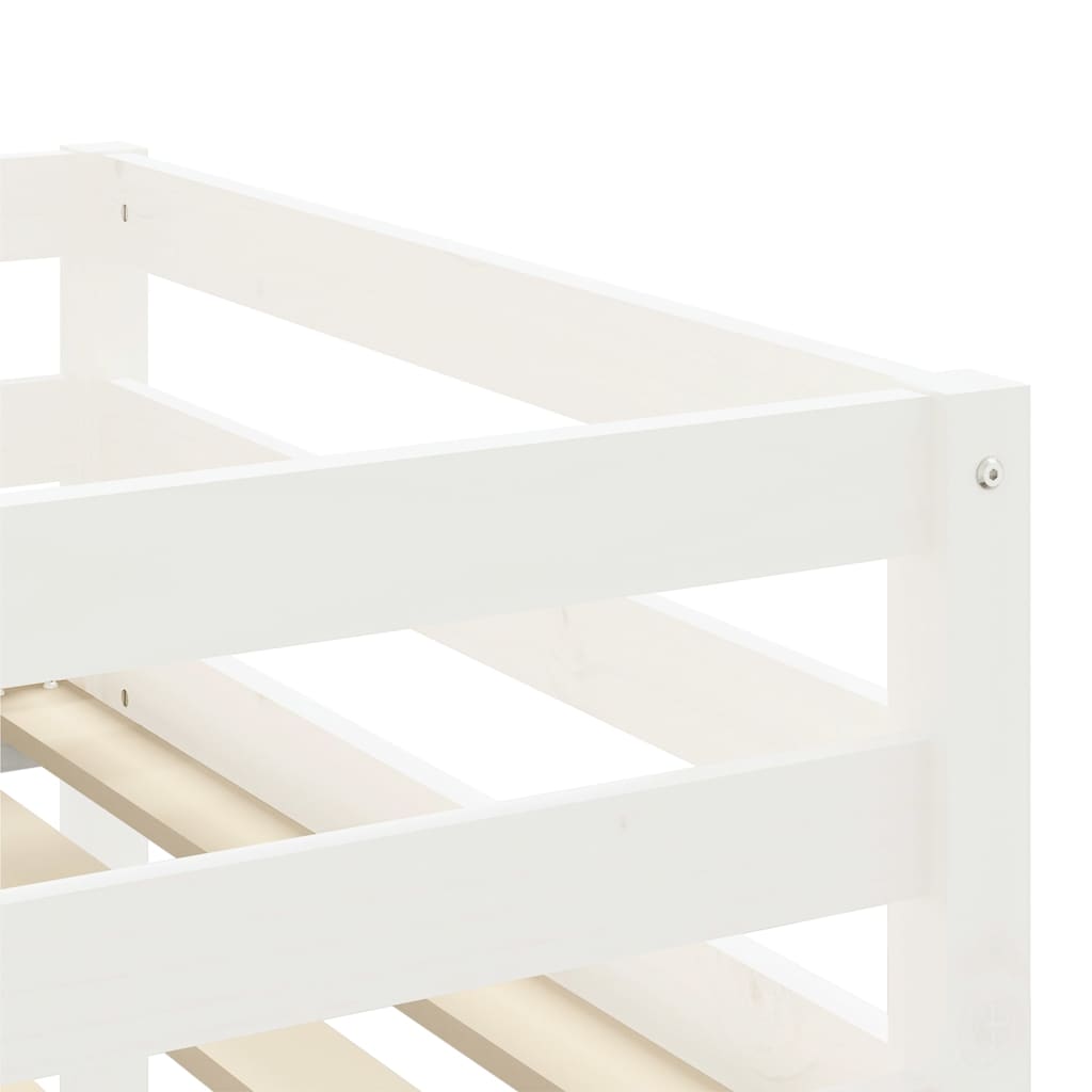 Kids' Loft Bed with Curtains White&Black 90x190 cm Solid Wood Pine