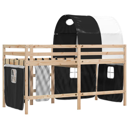 Kids' Loft Bed with Tunnel White&Black 80x200 cm Solid Wood Pine