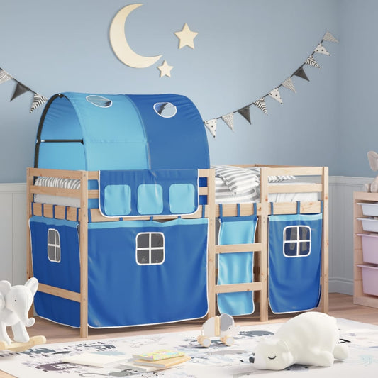 Kids' Loft Bed with Tunnel Blue 80x200 cm Solid Wood Pine