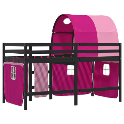 Kids' Loft Bed with Tunnel Pink 80x200 cm Solid Wood Pine