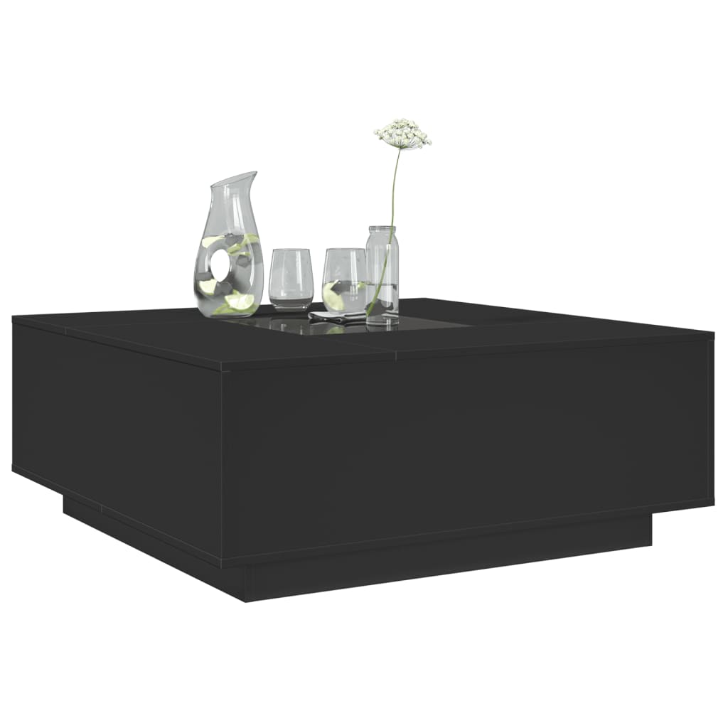 Coffee Table with Infinity LED Black 100x100x40 cm