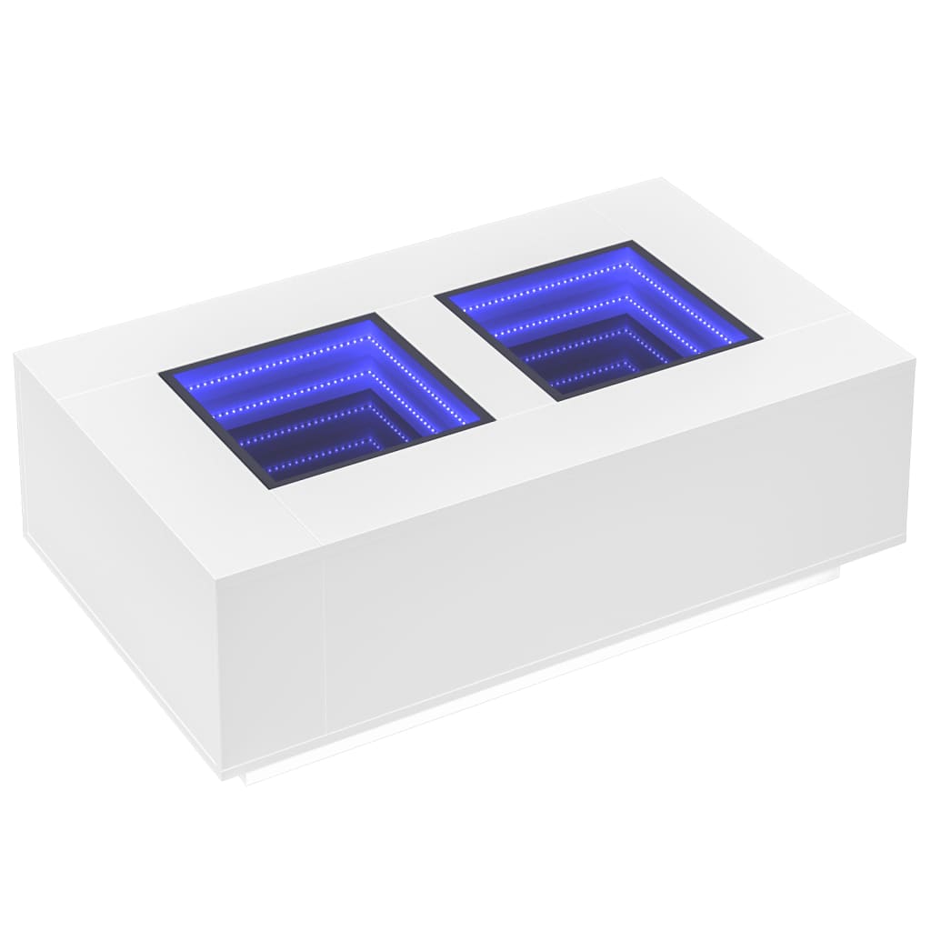 Coffee Table with Infinity LED White 116x69x40 cm