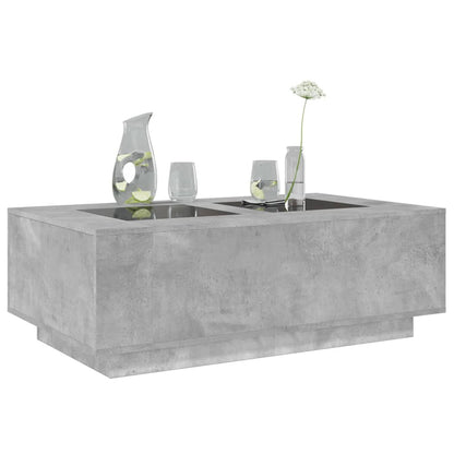 Coffee Table with Infinity LED Concrete Grey 116x69x40 cm