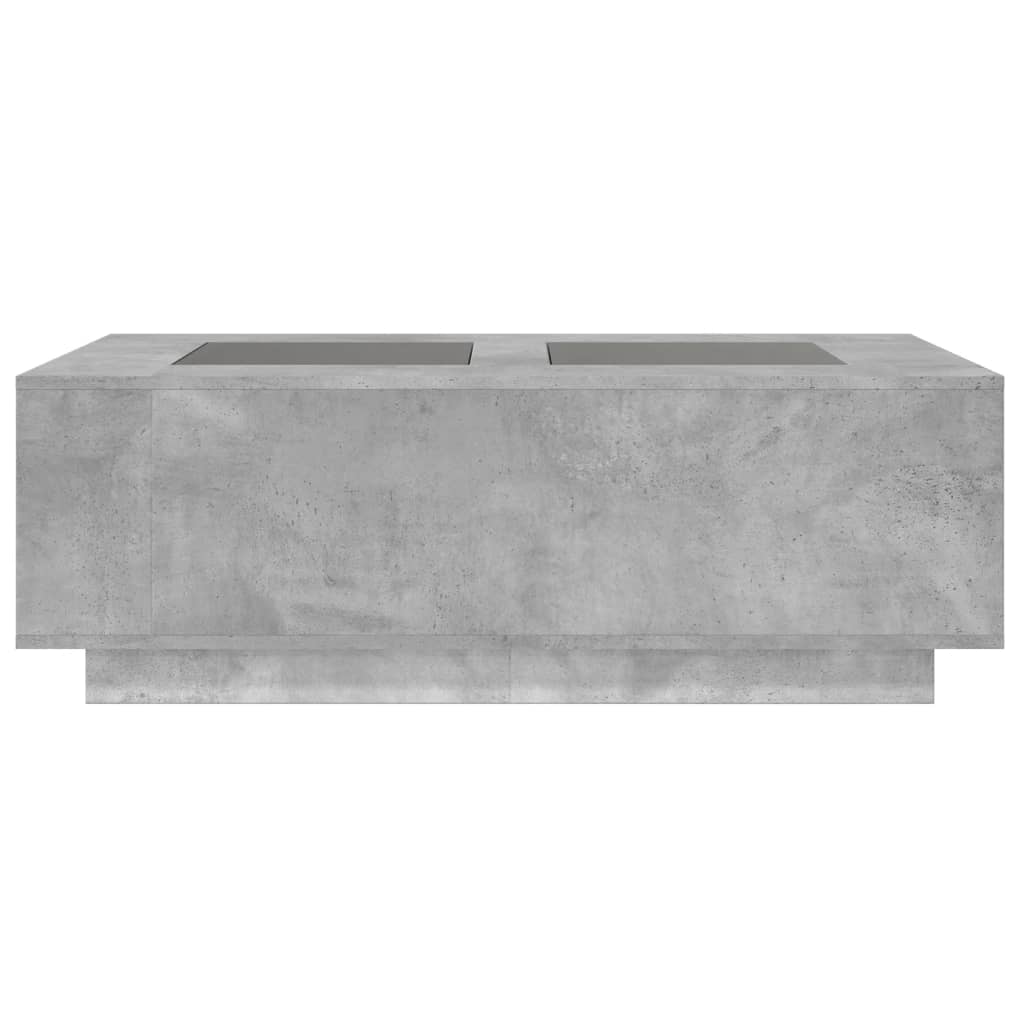 Coffee Table with Infinity LED Concrete Grey 116x69x40 cm