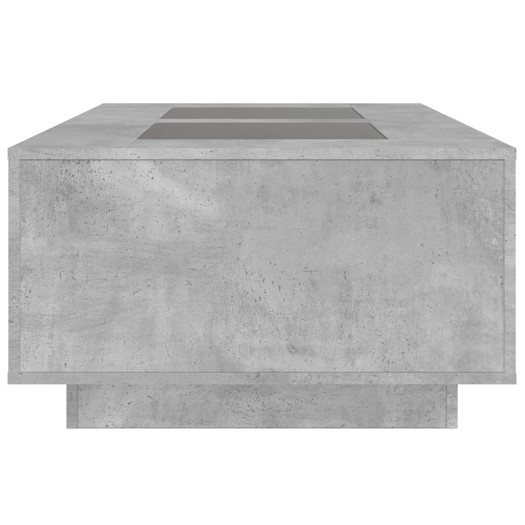 Coffee Table with Infinity LED Concrete Grey 116x69x40 cm