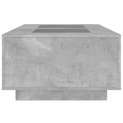 Coffee Table with Infinity LED Concrete Grey 116x69x40 cm