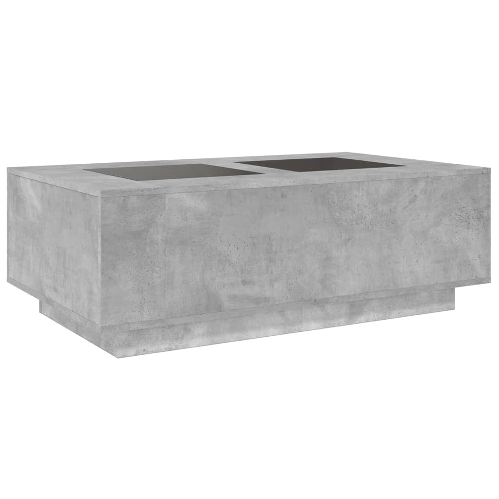 Coffee Table with Infinity LED Concrete Grey 116x69x40 cm