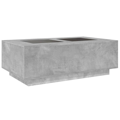 Coffee Table with Infinity LED Concrete Grey 116x69x40 cm