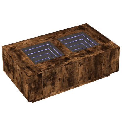 Coffee Table with Infinity LED Smoked Oak 116x69x40 cm