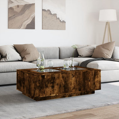 Coffee Table with Infinity LED Smoked Oak 116x69x40 cm