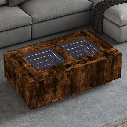 Coffee Table with Infinity LED Smoked Oak 116x69x40 cm