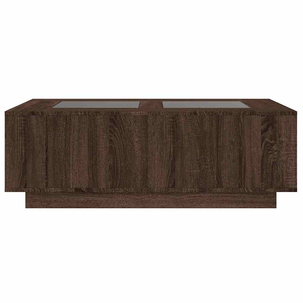 Coffee Table with Infinity LED Brown Oak 116x69x40 cm