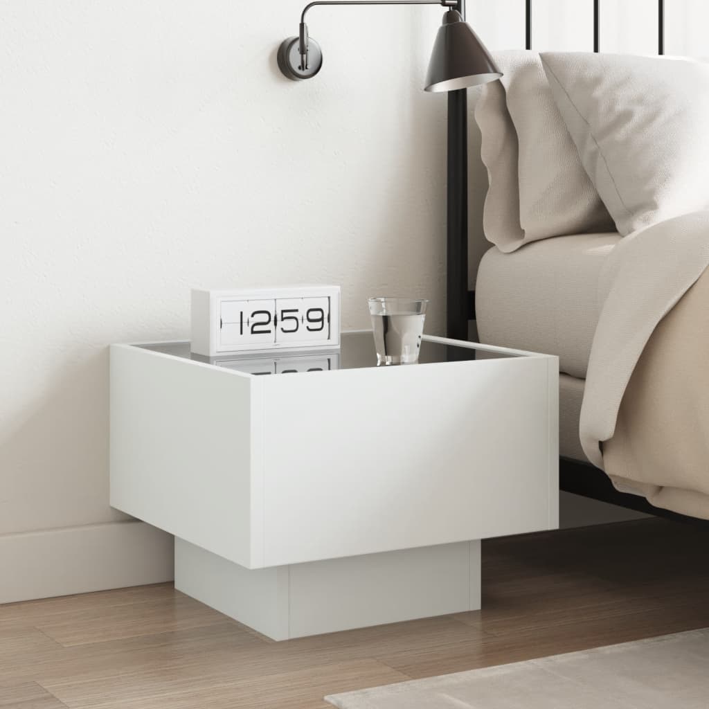 Bedside Table with Infinity LED White 40x40x30 cm