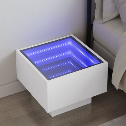 Bedside Table with Infinity LED White 40x40x30 cm