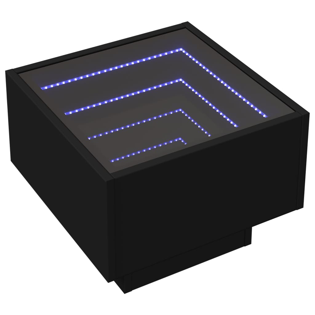 Bedside Table with Infinity LED Black 40x40x30 cm