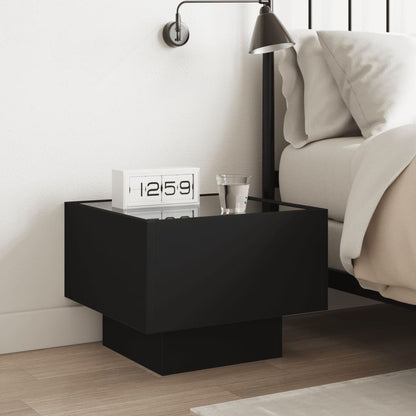 Bedside Table with Infinity LED Black 40x40x30 cm