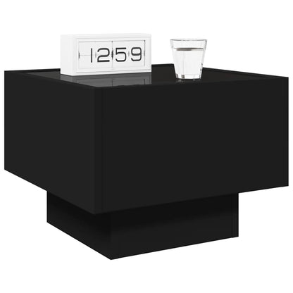 Bedside Table with Infinity LED Black 40x40x30 cm