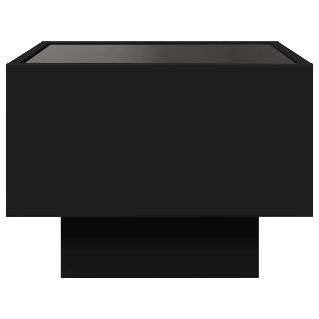 Bedside Table with Infinity LED Black 40x40x30 cm