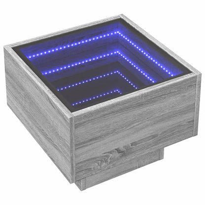 Bedside Table with Infinity LED Grey Sonoma 40x40x30 cm