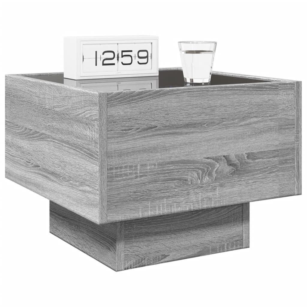 Bedside Table with Infinity LED Grey Sonoma 40x40x30 cm