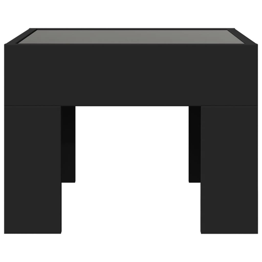 Bedside Table with Infinity LED Black 40x40x30 cm